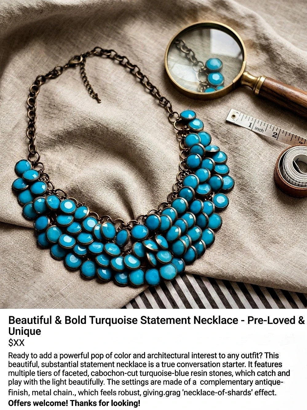 Fashionable Turquoise Statement Necklace